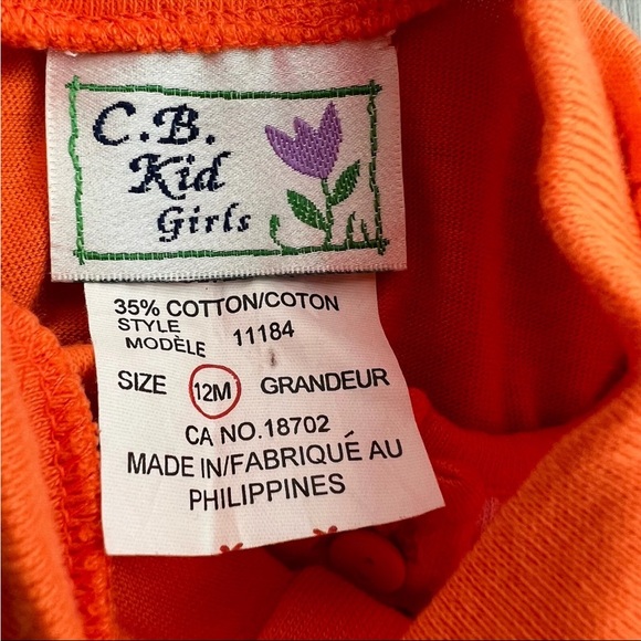 Vintage C.B. Kid Girls Orange Infant Dress Bunny Club 12 month - Picture 3 of 6